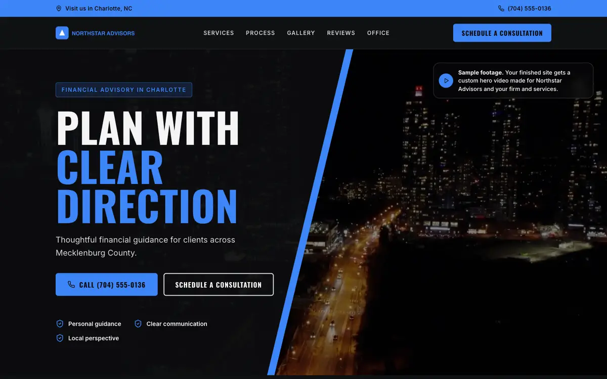 Example sample website for a fictional professional firm