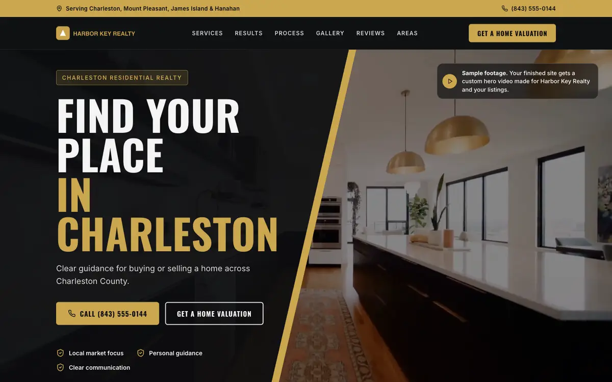 Example sample website for a fictional real estate business